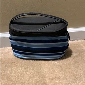 Blue, black, and white cooler bag